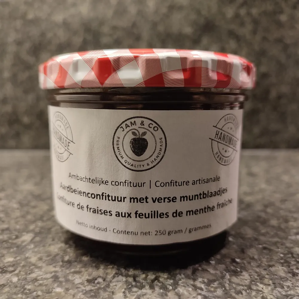 Confituur - Aardbeien & Verse munt - 250 gr.